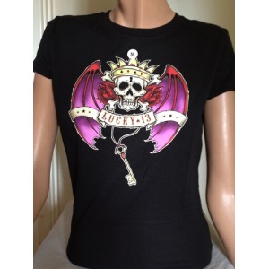 LUCKY 13 GIRLS TEE SKULL BAT